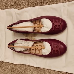 BNIB Womens Sam Edelman Florence Raspberry Leather Flats 9.5M